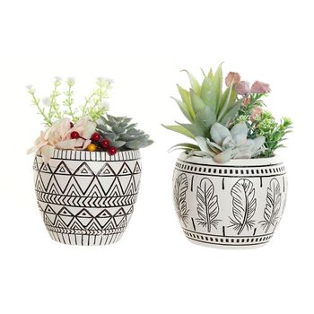 Planta Decorativa Dkd Home Decor Resina Polietileno (12 X 12 X 18 Cm) (2 Pcs)