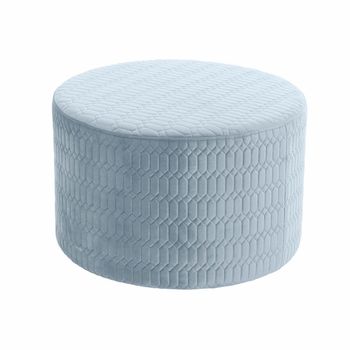 Reposapiés Dkd Home Decor Poliéster Azul Cielo Esponja Madera Mdf (55 X 55 X 35 Cm)