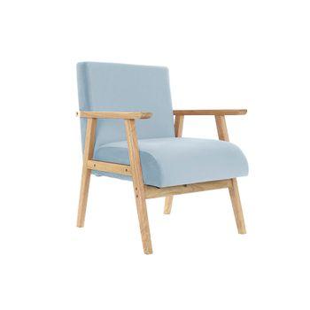 Butaca Dkd Home Decor Poliéster Azul Cielo Madera Mdf (61 X 63 X 77 Cm)