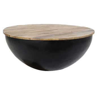 Mesa Auxiliar Dkd Home Decor Negro Metal Madera De Mango (90 X 90 X 37 Cm)