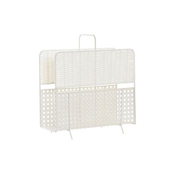 Revistero Dkd Home Decor Natural Metal Blanco Mimbre (36,5 X 15 X 41 Cm)