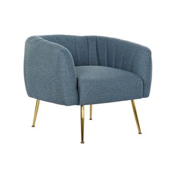 Sillón Dkd Home Decor Espuma Azul Dorado Metal Madera Poliéster (81 X 75 X 73 Cm)