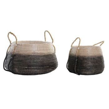 Juego De Cestas Dkd Home Decor Natural Gris Hierba Marina (52 X 52 X 44 Cm) (2 Pcs)