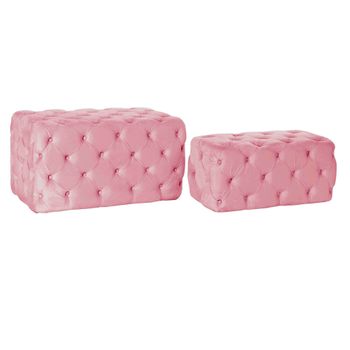 Banqueta Dkd Home Decor Rosa (88 X 53 X 47.76 Cm) (76 X 38 X 35 Cm) (2 Pcs)