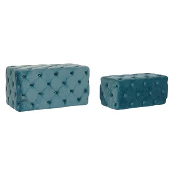 Banqueta Dkd Home Decor Azul (88 X 53 X 47.76 Cm) (76 X 38 X 35 Cm) (2 Pcs)