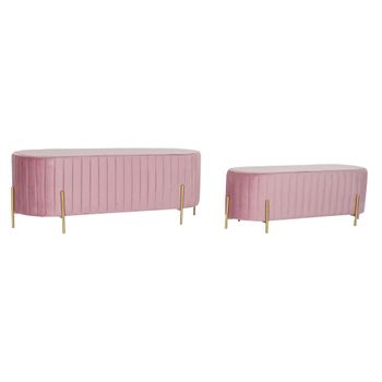 Banqueta Dkd Home Decor Rosa (123 X 50 X 45 Cm) (105 X 39 X 37 Cm) (2 Pcs)