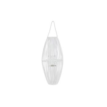 Portavelas Dkd Home Decor Blanco 36 Cm Cristal Mimbre