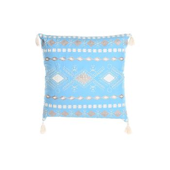 Cojín Dkd Home Decor Azul Poliéster Algodón Blanco (60 X 20 X 60 Cm)