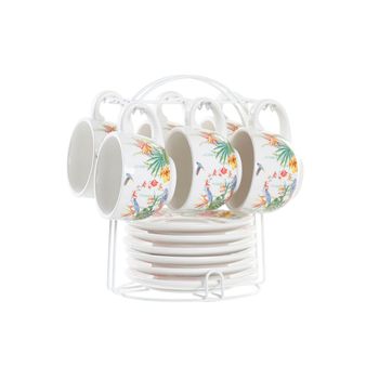 Juego De Tazas De Café Dkd Home Decor Metal Multicolor Dolomita (180 Ml)