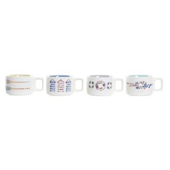 Juego De Tazas De Café Dkd Home Decor Azul Marrón Gres (150 Ml