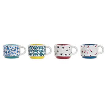 Juego De Tazas De Café Dkd Home Decor Multicolor Gres (150 Ml)