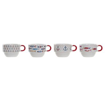 Juego De Tazas De Café Dkd Home Decor Azul Marrón Gres (150 Ml) con Ofertas  en Carrefour