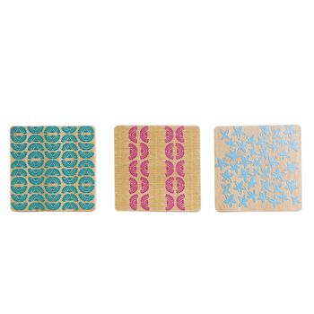 Posavasos Dkd Home Decor Africa Bambú (10 X 10 X 1 Cm) (6 Pcs)