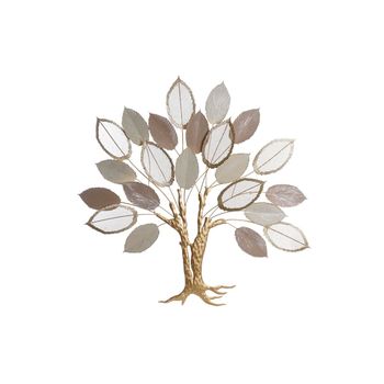 Decoración De Pared Dkd Home Decor Beige Árbol Dorado Metal Marrón (100 X 6,4 X 97,8 Cm)