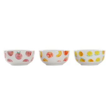 Cuenco Dkd Home Decor Frutas Porcelana (13,5 X 13,5 X 6,5 Cm) (3 Unidades)