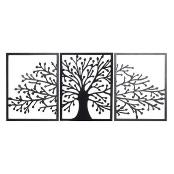 Decoración De Pared Dkd Home Decor 3 Unidades Negro Árbol Metal (141 X 1,3 X 61 Cm)