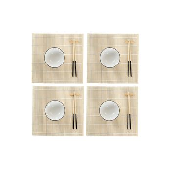 Set De Sushi Dkd Home Decor Blanco Bambú Gres (14,5 X 14,5 X 31 Cm)