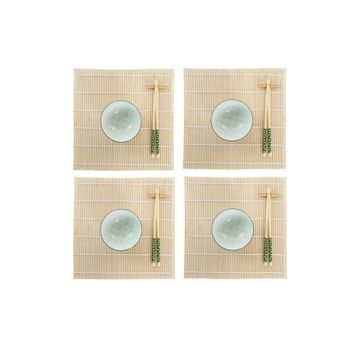 Set De Sushi Dkd Home Decor Verde Bambú Gres (14,5 X 14,5 X 31 Cm)