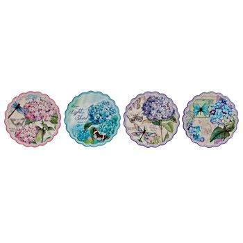 Salvamantel Dkd Home Decor Hortensia Corcho Dolomita (20 X 20 X 1 Cm) (4 Unidades)