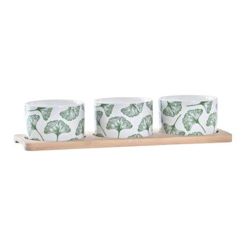 Set De Aperitivo Dkd Home Decor Hojas Bambú Gres (28 X 9,7 X 1,5 Cm) (4 Piezas)