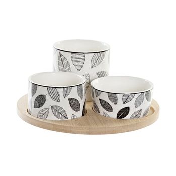 Set De Aperitivo Dkd Home Decor Hojas Bambú Gres (4 Piezas) (20 X 20 X 8 Cm)