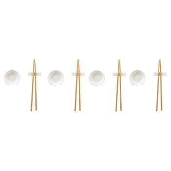 Set De Sushi Dkd Home Decor Natural Blanco Bambú Gres (27,3 X 20,3 X 2,5 Cm)