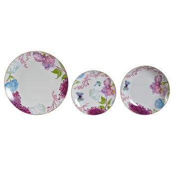 Set de Platos de Porcelana 18 Pzs Flowers