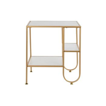 Mesa Auxiliar Dkd Home Decor Dorado Metal Mdf Blanco (50 X 40 X 55,5 Cm)