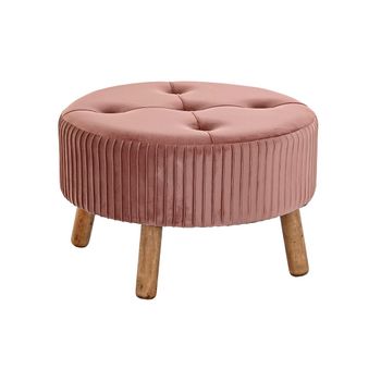 Reposapiés Dkd Home Decor Natural Madera Terciopelo Rosa Claro (61 X 61 X 38 Cm)