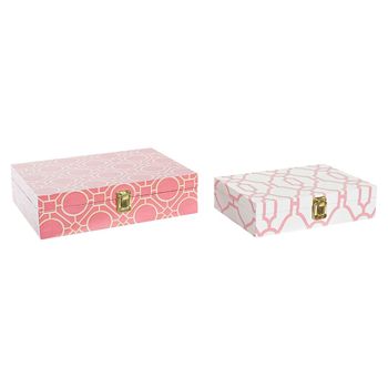 Juego De Cajas Decorativas Dkd Home Decor Lienzo Madera (29 X 21 X 8 Cm)