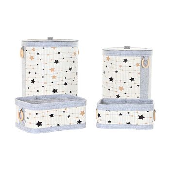 Juego De Cestas Dkd Home Decor Estrellas Aluminio Bambú Fieltro (36 X 36 X 50 Cm) (4 Pcs)