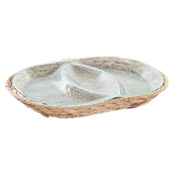 Bandeja De Aperitivos Dkd Home Decor Cristal Natural Transparente Fibra (38 X 25 X 4 Cm)