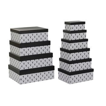 Set De Cajas Organizadoras Apilables Dkd Home Decor Negro Blanco Cartón