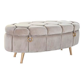 Banco Baúl Dkd Home Decor Beige Metal Poliéster (125 X 55 X 53 Cm)