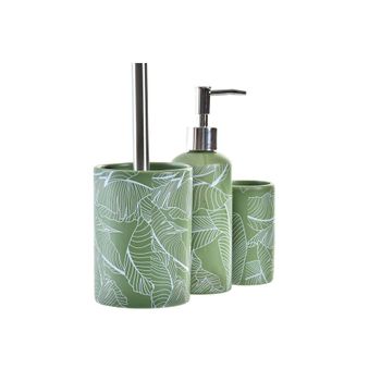 Set De Baño Dkd Home Decor Verde Pp Dolomita Hoja De Planta (9,5 X 9,5 X 37 Cm) (3 Pcs)