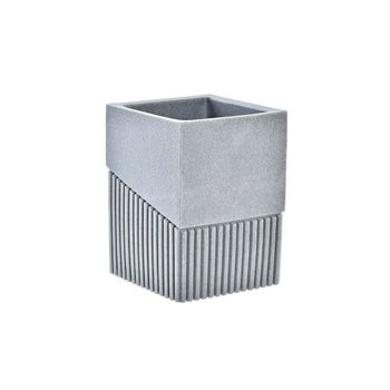 Portacepillos De Dientes Dkd Home Decor Gris Aluminio Resina (7,6 X 7,6 X 10 Cm)