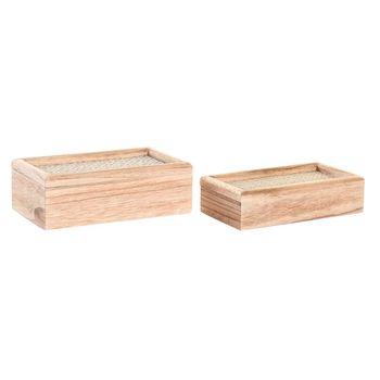 Juego De Cajas Decorativas Dkd Home Decor Natural Mdf (24 X 14 X 8 Cm)