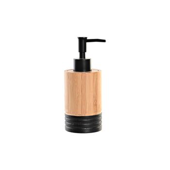 Dispensador De Jabón Dkd Home Decor Natural Negro Bambú Pp (7 X 7 X 17 Cm)