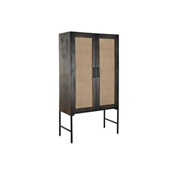 Aparador Dkd Home Decor Negro Marrón Ratán Madera De Mango (85 X 40 X 162,5 Cm)