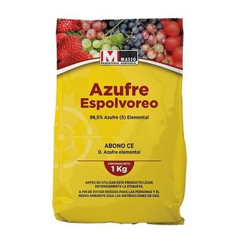 Massó Azufre Espolvoreo 98,5% Abono Ce, Bolsa 1 Kg