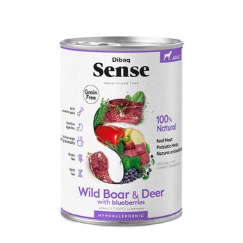 Dibaq Sense Grain Free Salvaje (ciervo Y Jabalí) Lata Humedo Perro 380gr