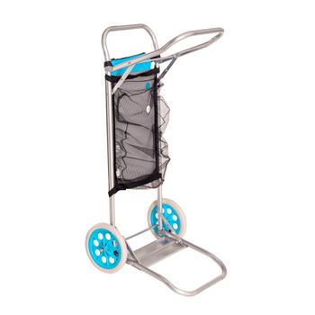 Carro Portasillas Plegable Azul De Aluminio Para Camping Y Playa