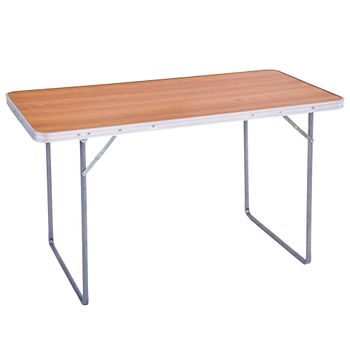 MESA CAMPING PLEGABLE ALUMINIO+MADERA 140X60X70CM