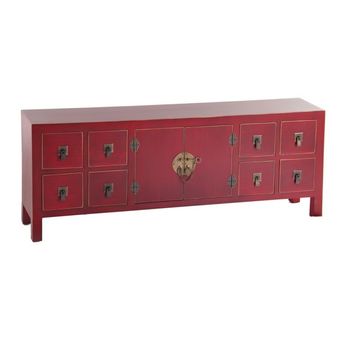 Mueble De Tv Oriente 130 X 24 X 50,5 Cm Rojo Madera