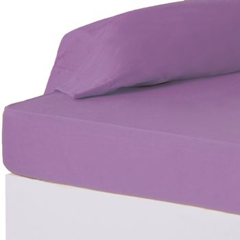 Sábana Bajera Lila Algodón / Poliéster Clásico Cama De 90 Cm