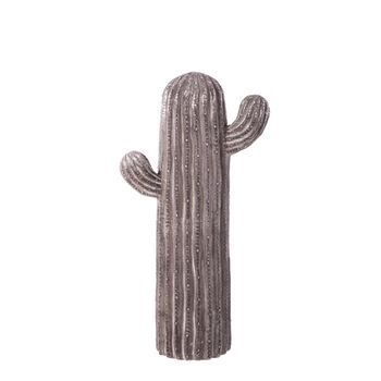 Figura De Jardín De Cactus De Magnesia Gris De 14x25x47 Cm