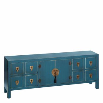 Mueble De Tv Oriente 130 X 24 X 50,5 Cm Azul Madera Mdf