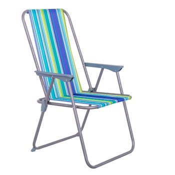 Silla De Playa Plegable Gris Hierro De 88x53x46 Cm