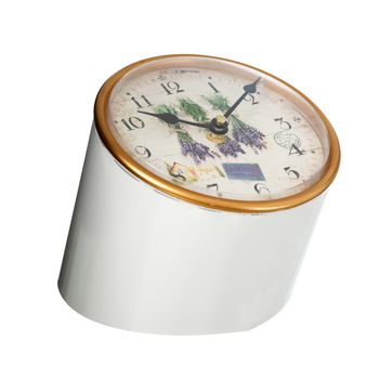 Reloj De Mesa Blanco De Metal De 17x16x16 Cm