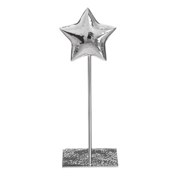 Figura De Estrella De Navidad Plateada De Metal De 10x10x28cm